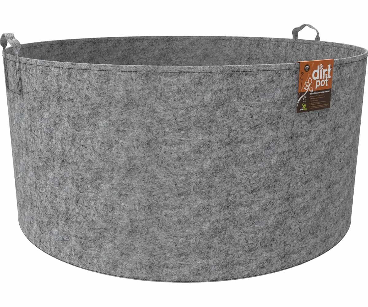Dirt Pot Flexible Portable Planter, Grey, 200 gal, with handles