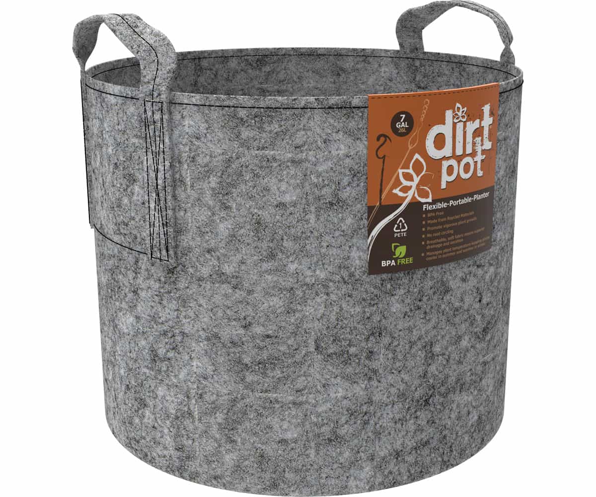 Dirt Pot Flexible Portable Planter, Grey, 7 gal, with handles