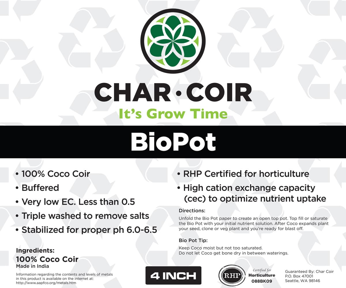 Char Coir BioPot, 4 inch * — product photo
