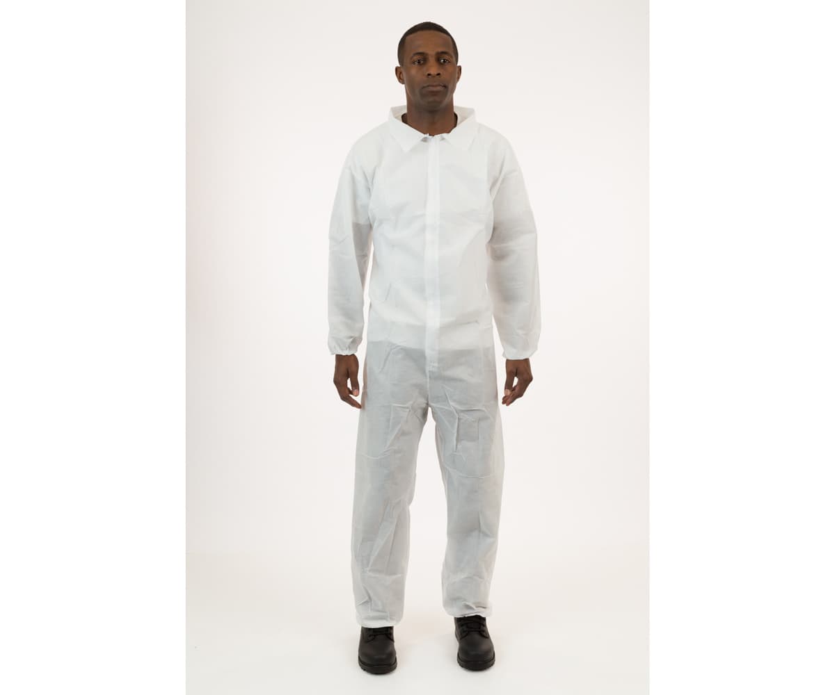 White SMS Coverall, Elastic Wrist & Ankle, Large, case of 25 * — product photo