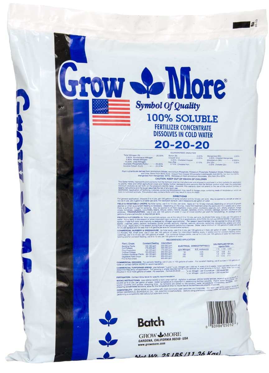 Grow More Water Soluble 20-20-20, 25 lbs — product photo
