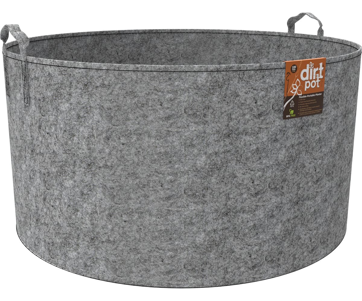 Dirt Pot Flexible Portable Planter, Grey, 100 gal, with handles — product photo