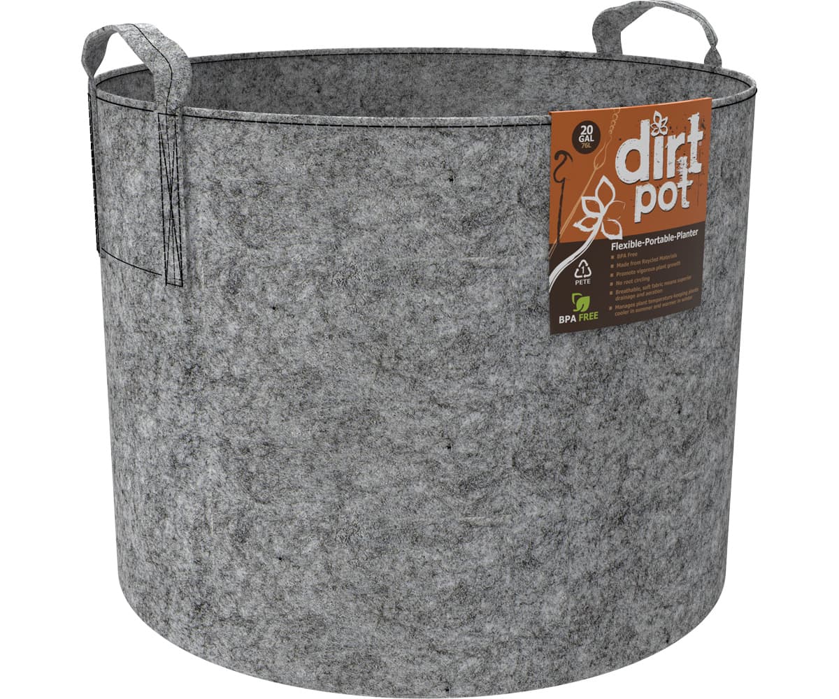 Dirt Pot Flexible Portable Planter, Grey, 20 gal, with handles — product photo