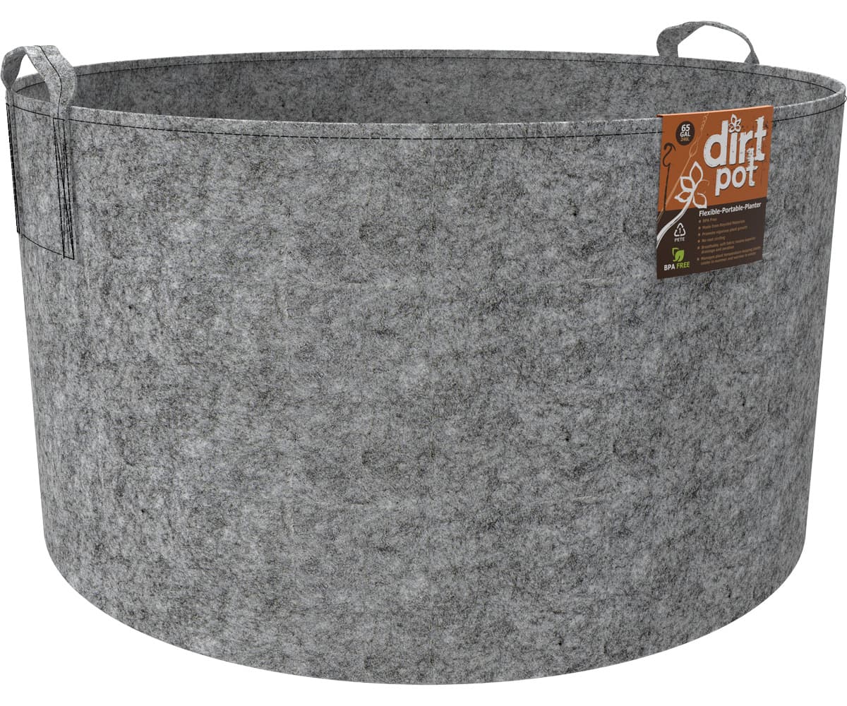 Dirt Pot Flexible Portable Planter, Grey, 65 gal, with handles — product photo