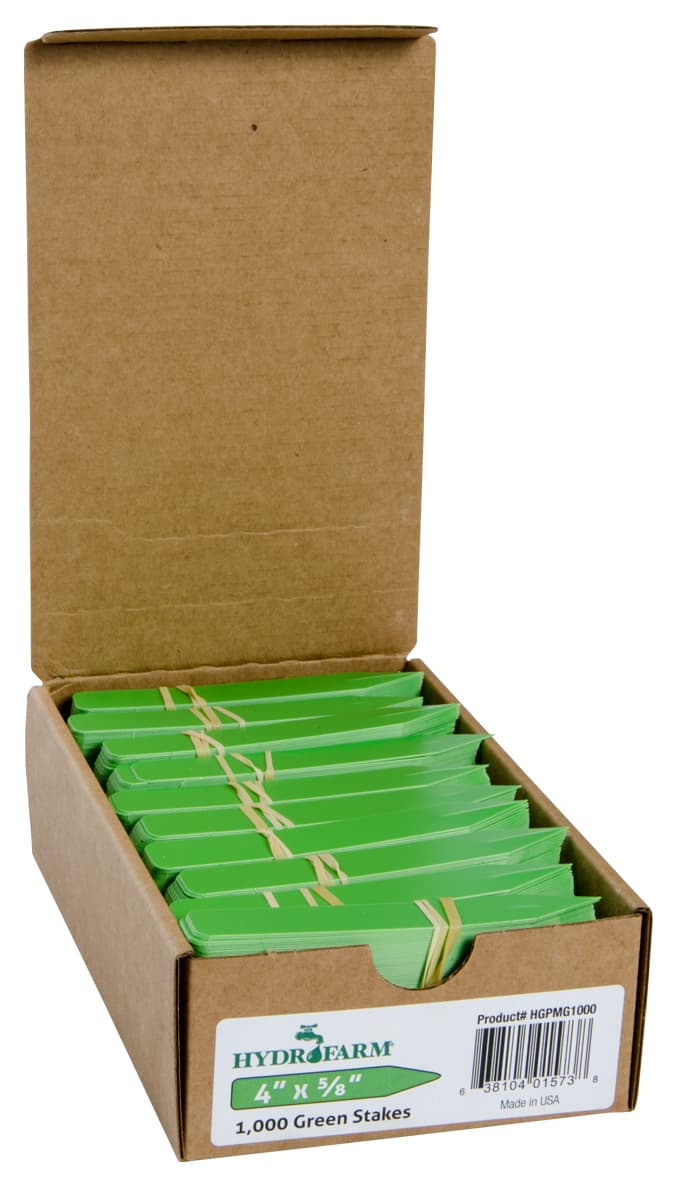 Hydrofarm Plant Stake Labels, Green, 4" x 5/8", case of 1000 — product photo