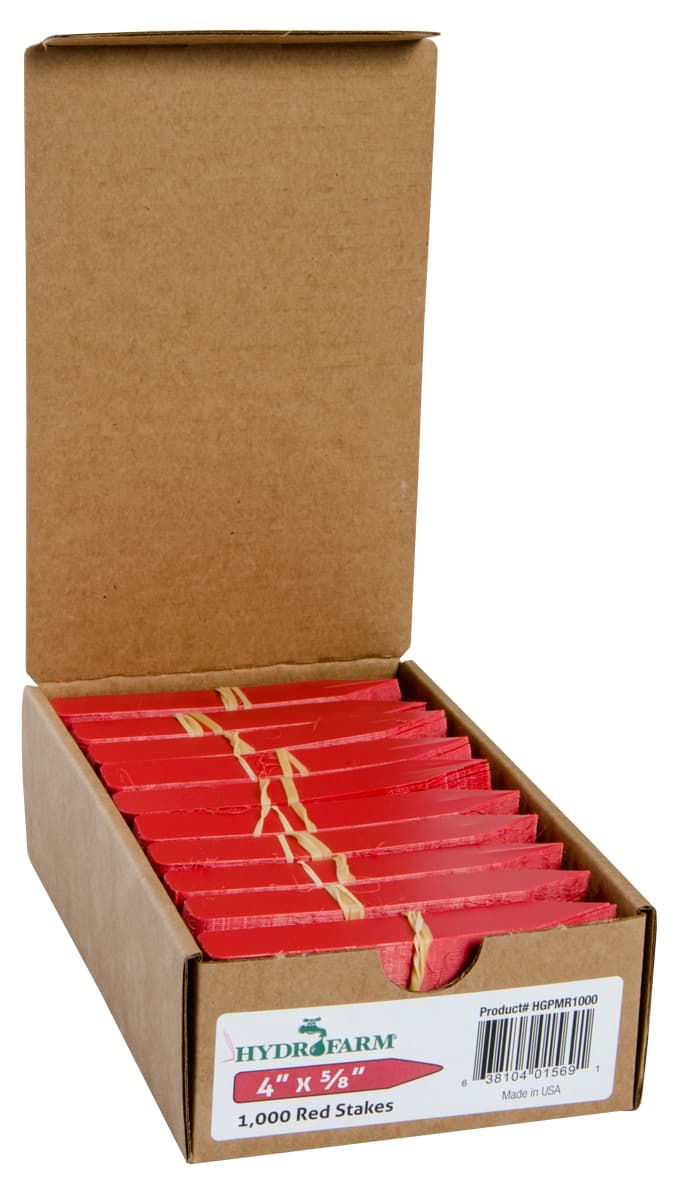 Hydrofarm Plant Stake Labels, Red, 4" x 5/8", case of 1000 — product photo