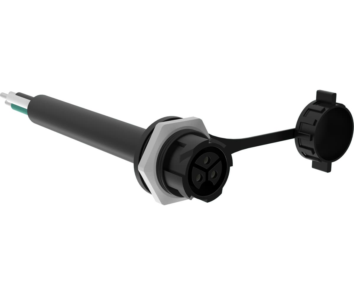 PHOTOBIO AC Female Panel mount, 40A M25,  Pigtail 6" 10AWG — product photo