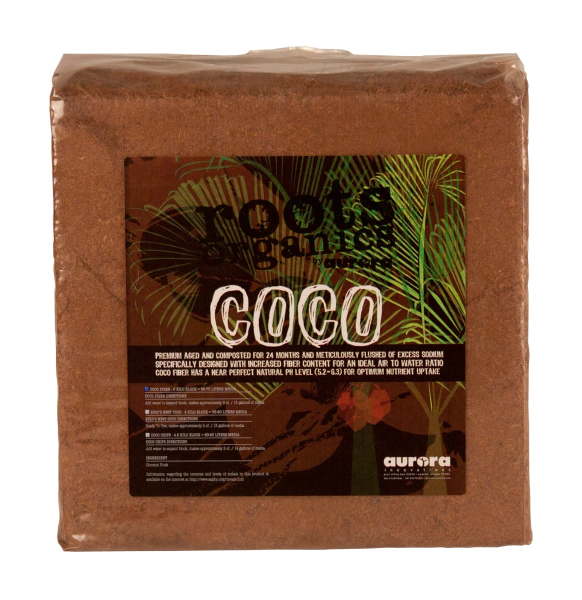 Roots Organics Coco Fiber, 12" x 12" Compressed Block — product photo