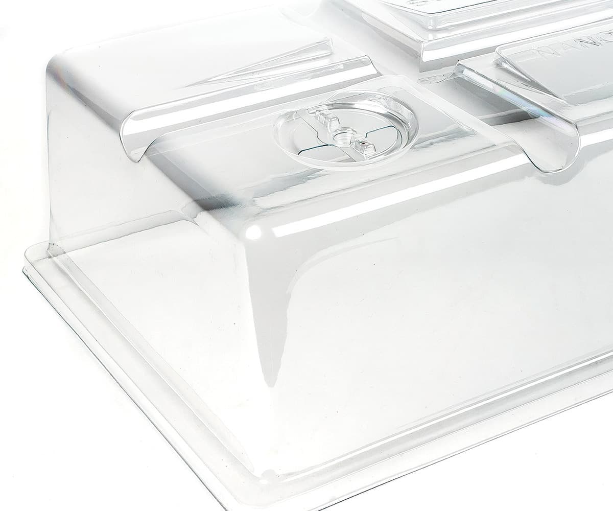 SunBlaster 4" Seedling Dome with Vents, 10″ x 22″ x  4″ deep — product photo