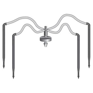 NET 18"/30" 4-Way Flat MOD Manifold Assembly Angle Arrow Dripper w/ Super Flex UV White PE Tubing 25/Bag — photo 1 of 2