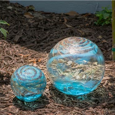 APM 10" Base Solar Orb Light Blue Swirl With Gold Dust — photo 1 of 2