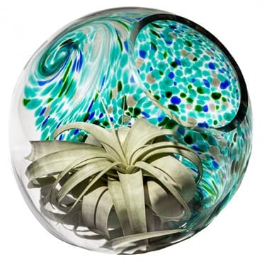 APM 10" Art Glass Terrarium Orb Lake Green — photo 1 of 2