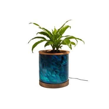 APM 8" Art Glass LED Planter Blue Teal — photo 1 of 2