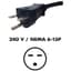 Fluence AC Cord, 15 ft ( 4572mm ), NEMA 6-15P Plug to M19 Push Lock Connector, Max 250V AC 5/CS — thumbnail 1 of 2