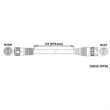 Fluence DC Extension Cable, 3' ( 915mm ), M19 Push Lock 10/CS — photo 1 of 2