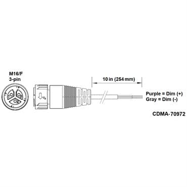 Fluence PSU1/PSE2 DC Dimming Signal Cable, 10" ( 254mm ), Pigtail to M16 Push Lock Connector 10/CS — photo 1 of 2