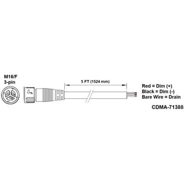 Fluence PSU1/PSE2 DC Dimming Signal Cable, 5' ( 1524mm ), Pigtail to M16 Push Lock Connector 10/CS — photo 1 of 2