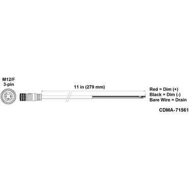 Fluence PSU2 DC Dimming Signal Cable, 11" ( 279mm ), Pigtail to M12 Threaded Connector 10/CS — photo 1 of 2