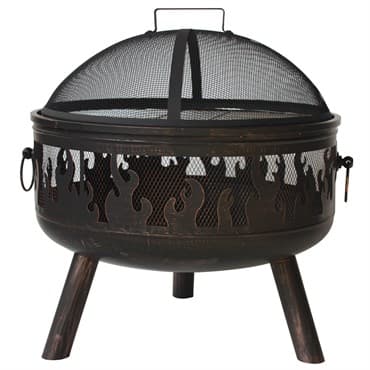 Gardener Select 26" Wild Fire Flame Fire Pit Antique Bronze .8mm Steel with Galvanized Cooking Grid, Mesh Cover & Poker — photo 1 of 2