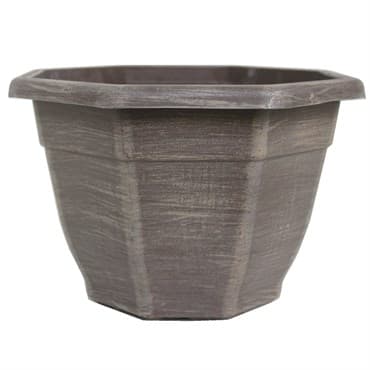 Grower Select 11.00 Octagon Planter Aged Cappuccino Tan Brush on Brown 1.64gal - 11in OD x 7.5in H x 6.37 BD 45/CS — photo 1 of 2