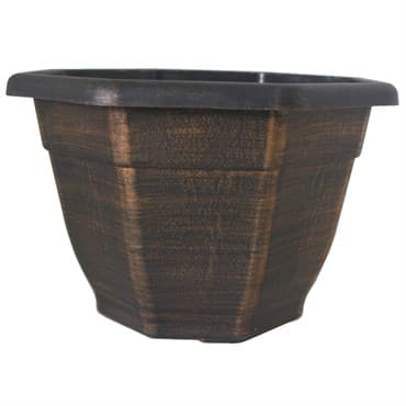 Grower Select 11.00 Octagon Planter Gold Brush on Black 1.64gal 45/CS - 11in OD x 7.5in H x 6.37 BD — photo 1 of 2
