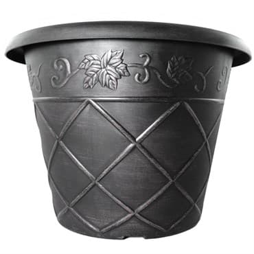 Grower Select 14.00 Lattice Pot Black / Silver 3.5gal 30/CS - 13.8in Top OD x 8.3in Base OD x 10.3in H — photo 1 of 2