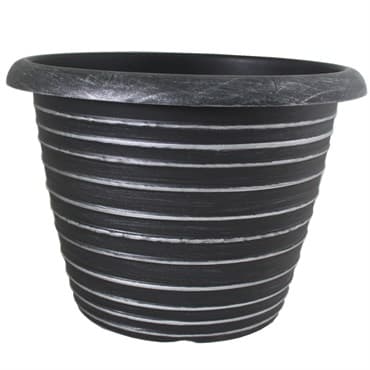 Grower Select 13.00 Stout Round Full Rings Silver Brush on Black 2.94gal 15/CS - 13.3in OD x 9.5in H x 8in BD — photo 1 of 2