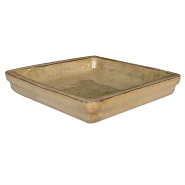 Michael Carr 11.8" Glazed Square Saucer Brown Cream — photo 1 of 2