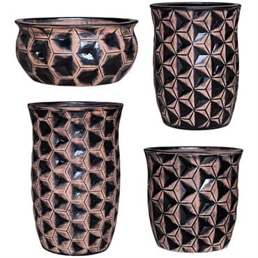 MCarr 26pc Glazed Hourglass Smooth Planter Pallet Assortment Antique Glossy Black — photo 1 of 2