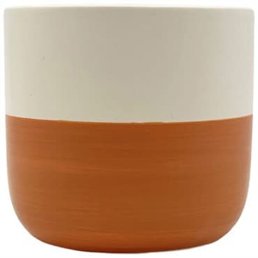 MCarr 4"x4"x3.8" Ceramic Pot Matte White & Orange — photo 1 of 2