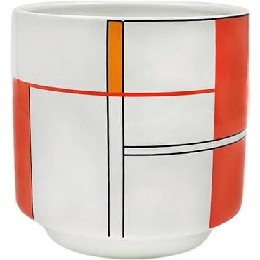 MCarr 5.7"x5.7"x5.5" Ceramic Pot Glossy White with Red Cube — photo 1 of 2