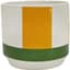 Mcarr 4.2"x4.2"x3.8" Ceramic Pot Glossy Glaze White with Yellow and Green Stripe — thumbnail 1 of 2