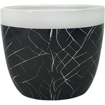 Mcarr 6.7"x6.7"x5.5" Ceramic Pot Glossy Glaze White Rim with Black Pattern — photo 1 of 2
