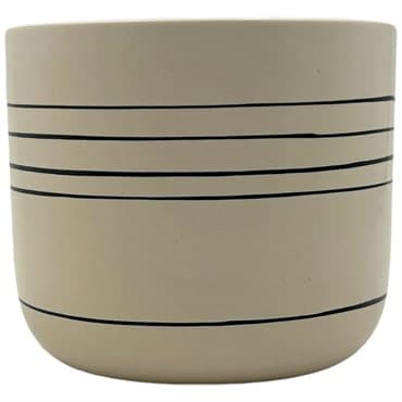 MCarr 5.1"x5.1"x4.5" Ceramic Pot Cream with Black Stripes — photo 1 of 2