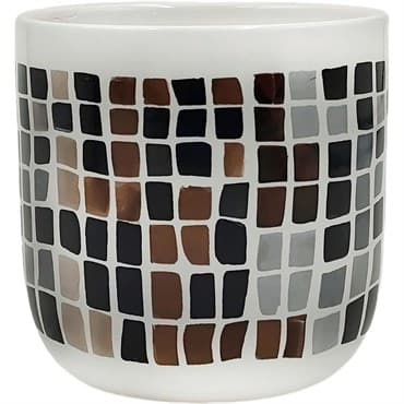 Mcarr 3.9"x3.9"x3.7 Ceramic Pot Glossy Glaze Multi Color Tile Look — photo 1 of 2