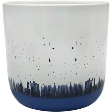 Mcarr 5.9"x5.9"x5.5" Ceramic Pot Glossy Glaze White with Blue Bottom Design — photo 1 of 2