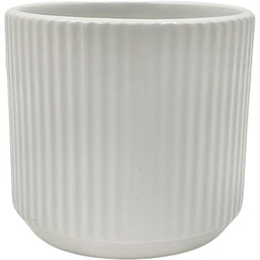 Mcarr 4.5"x4.5"x4" Ceramic Pot Glossy Glaze White with Vertical Grooves — photo 1 of 2
