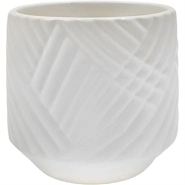 Mcarr 4.7"x4.7"x4" Ceramic Pot Cross Pattern Glossy Glaze White — photo 1 of 2