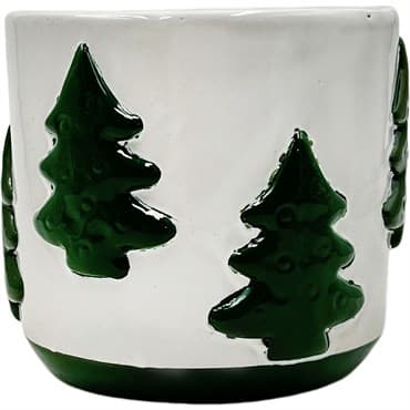 Mcarr 5.6"x5.6"x5" Ceramic Pot Glossy Glaze White with Green Trees — photo 1 of 2