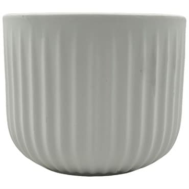 MCarr 6.1"x6.1"x5.12" Ceramic Ribbed Pot Matte White — photo 1 of 2