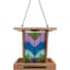 Wild Bird Lovers Cedar & Stained Glass Hopper Feeder with Solar Light — thumbnail 1 of 2
