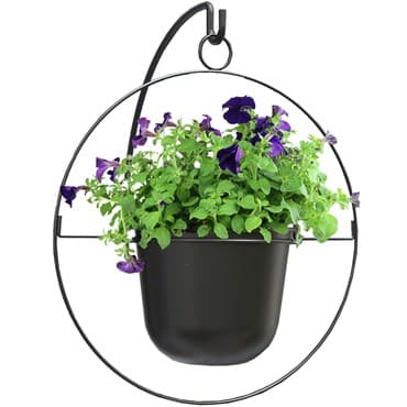 Panacea 17" Modern Farmhouse Round Ring with 9" Hanging Planter Matte Black — photo 1 of 2