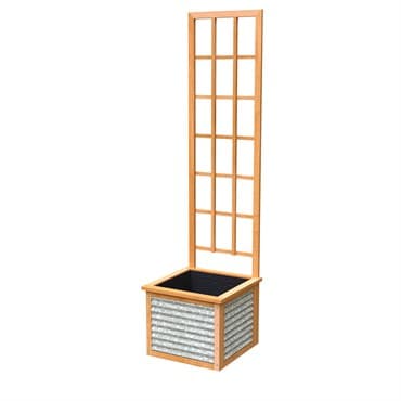Panacea 76"x16" Galvanized & Cedar Square Planter Box with Trellis — photo 1 of 2