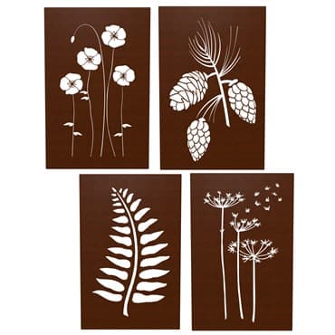 Panacea 11x17" Engraved Rust Botanic Wall Decor — photo 1 of 2