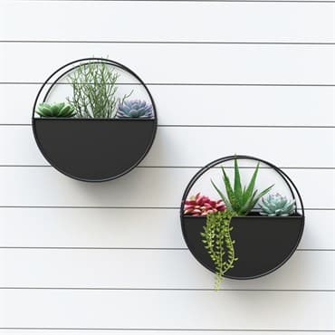 Panacea 14" Modern Farmhouse Round Metal Wall and Table Planter Matte Black — photo 1 of 2