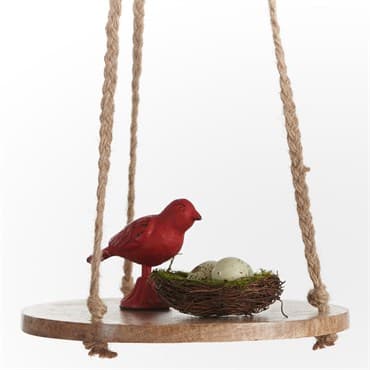 Primitive 10" Hanging Wooden Round Jute — photo 1 of 2
