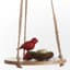 Primitive 10" Hanging Wooden Round Jute — thumbnail 1 of 2