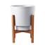 Bloem 16" Hopson Planter Casper White With Wood Stand — thumbnail 1 of 2