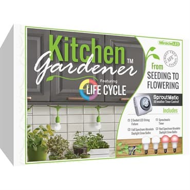 Miracle LED Kitchen Gardener Automatic Grow Kit, 3-Foot Length with 2 Absolute Daylight Full Spectrum Grow Bulbs & Timer — photo 1 of 2