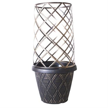 GROWER SELECT 13IN LATTICE ROUND W/12IN TRELLIS CAGE BLACK W/WHITE BRUSH 36/CS — photo 1 of 2